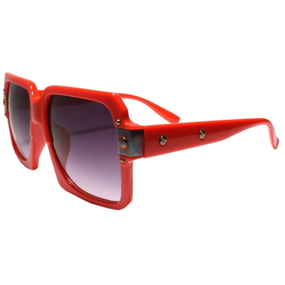 Classic 80s Vintage Gangster Hip Hop Rapper Style Sun Glasses Red Frame